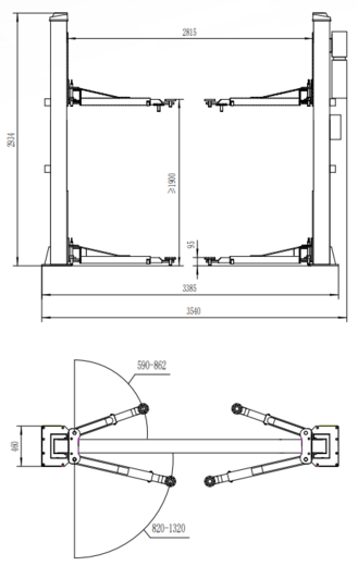 Dvousloupový zvedák INVENTO EL S40, 4000 kg