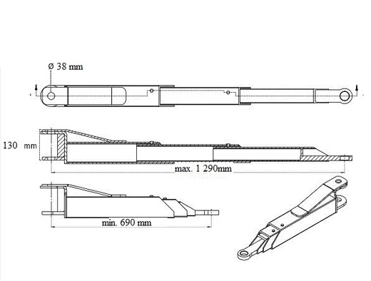 Set tříprvkových teleskopických ramen 690-1290mm (2 ks)