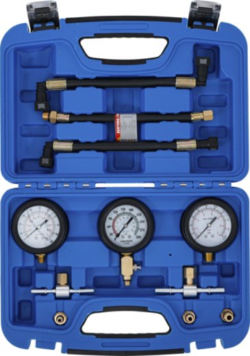 Tester komprese a tlaku paliva, univerzální, pro motocykly, sada 11 ks - BGS 74355