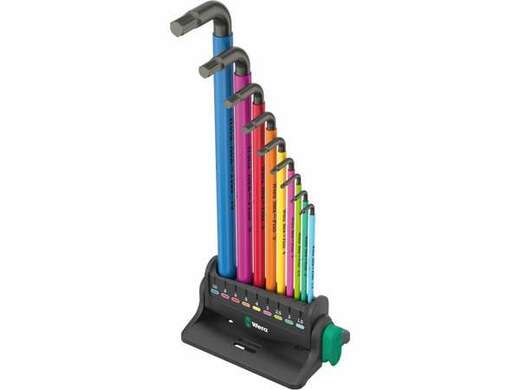 Wera 133165 Zástrčné klíče inbus 950/9 Hex-Plus Multicolour 3, BlackLaser (Sada 9 dílů)