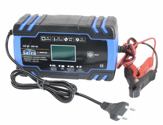 Nabíječka autobaterií, automatická 12V/24V, 8A/4A 2-150 Ah - SATRA