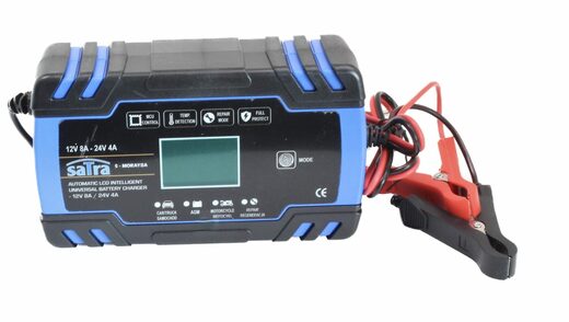 Nabíječka autobaterií, automatická 12V/24V, 8A/4A 2-150 Ah - SATRA